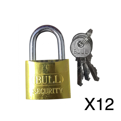 BULL Brass Padlock KEY ALIKE 30MM HG623 12PC/BOX